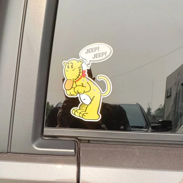 Eugene the Jeep Cartoon Decal Compatible with Jeep Wrangler Car Truck Window Fender 6In