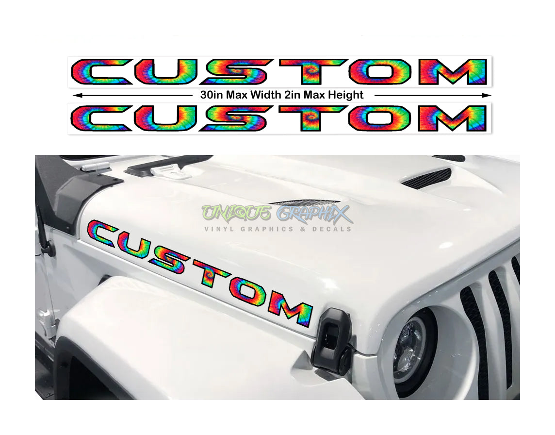 Tie Dye Hood Decals for Wrangler and Gladiator 1 Pair 30in image 0