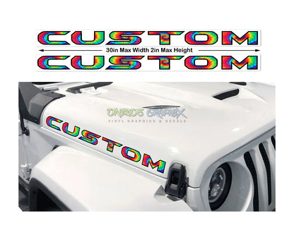 Tie Dye Hood Decals for Wrangler and Gladiator 1 Pair 30in image 0