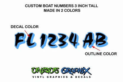 Custom Boat Vessel Registration Number 1 pair Custom letters and colors for boat and personal watercraft choose from 14 different fonts