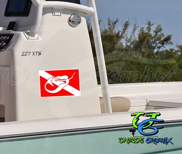 Diver Down Dive Flag Mermaid Decal for Diving Cup Cooler Boat Car Window Bumper