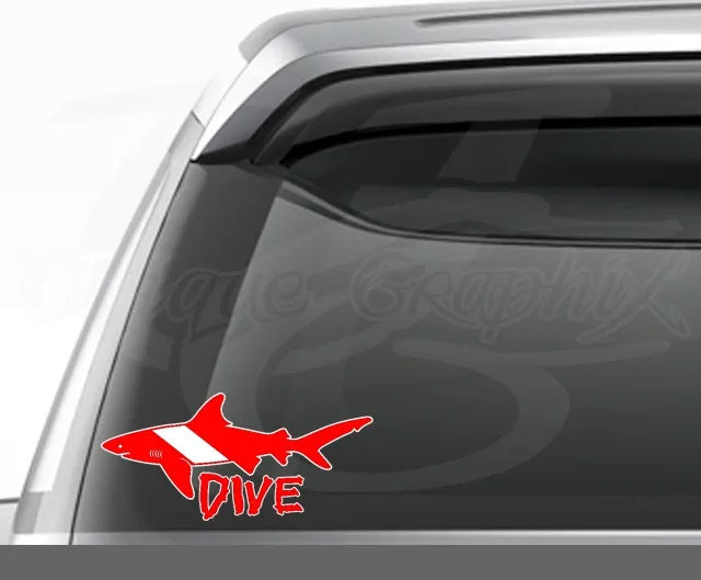 Diver Down Dive Flag Shark Decal for Diving Cup Cooler Boat Car Window Bumper