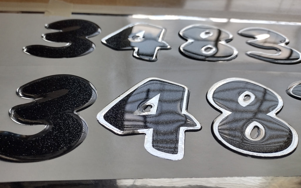 3D Domed Gel Letters for Boats PWC Registration Numbers Any Color Combination Domed Numbers