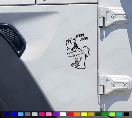 Eugene the Jeep Cartoon Decal Compatible with Jeep Wrangler Car Truck Window Fender 6In