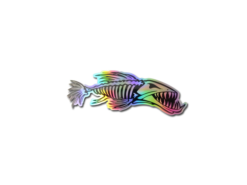 Bone Fish Skull Fishing Decal Holographic Decal Window Car Truck Sticker