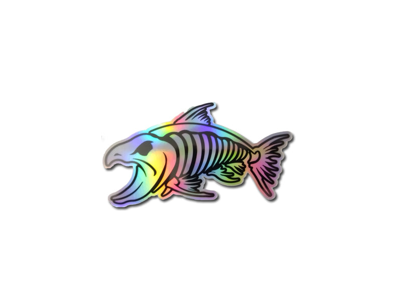 Bone Fish Skull Fishing Decal Holographic Decal Window Car Truck Boat Sticker