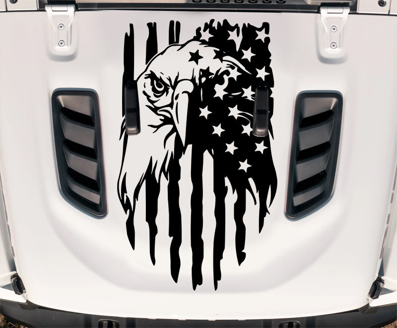 American flag Eagle Hood Decal Compatible with all Jeep Wranglers Cars Trucks