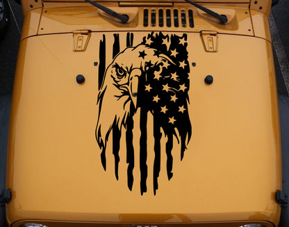 American flag Eagle Hood Decal Compatible with all Jeep Wranglers Cars Trucks