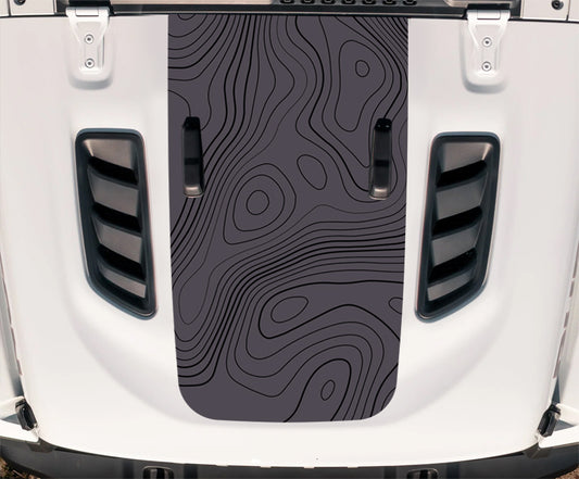 Hood Blackout Decal with Topographical lines Compatible with all Jeep Wrangler Gladiator JL JT 2018-2025