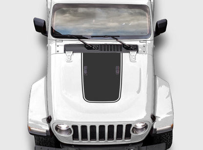 Hood Blackout Decal with outline fits Jeep Wrangler Gladiator JL JT 2018-2025