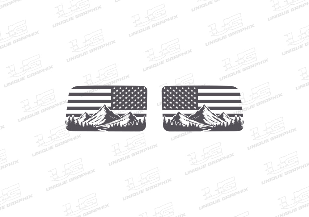 American Flag Mountain Window Graphic Decal for Jeep Wrangler JL 2018-2025