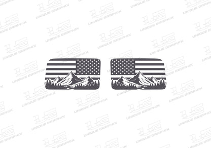 American Flag Mountain Window Graphic Decal for Jeep Wrangler JL 2018-2025