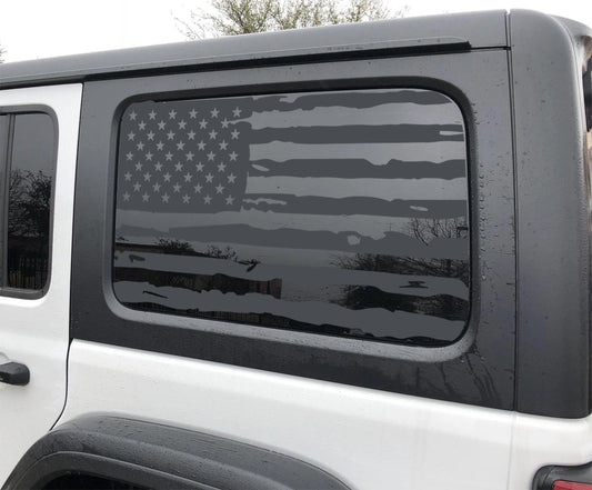 American Flag Distressed Decal Compatible with Jeep Wrangler JL 2018-2025