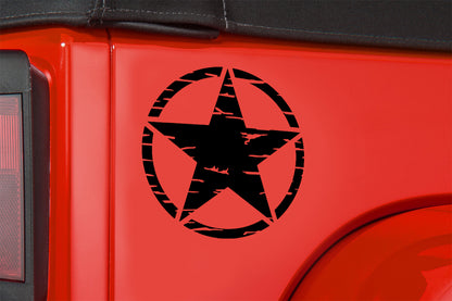 Star Fender Side Decal Distressed compatible with Jeep Wrangler Oscar Mike 1 Pair