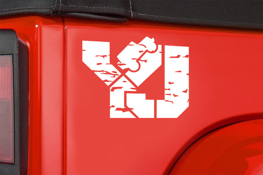 YJ Fender Side Decal Distressed compatible with Jeep Wrangler 1 pair