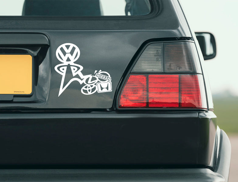 Vw Crush the Competition Decal Retro Vinyl Decal for Vdub Enthusiasts compatible with Volkswagen Gti Golf Bug Bus Beetle