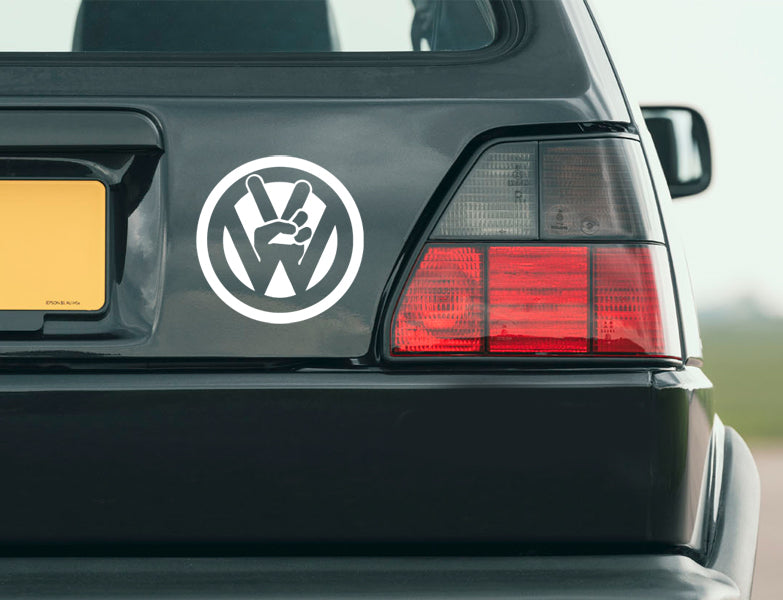 Vw Piece sign vinyl decal compatible with volkswagen gti golf bug bus beetle
