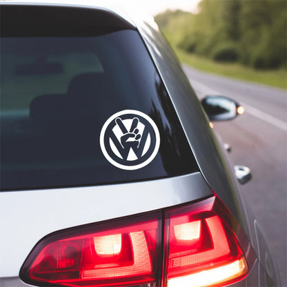 Vw Piece sign vinyl decal compatible with volkswagen gti golf bug bus beetle
