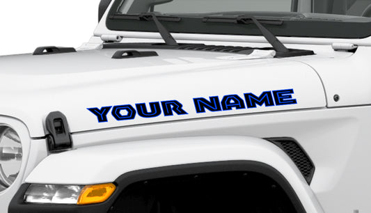 Jeep Name Hood Decals 2 color 1 pair 30in Fits 2018-2023 Jeep Wrangler