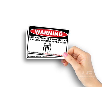 Warning Protected by Security Super Hero Decal Sticker Thick Rigid Vinyl Decal image 2