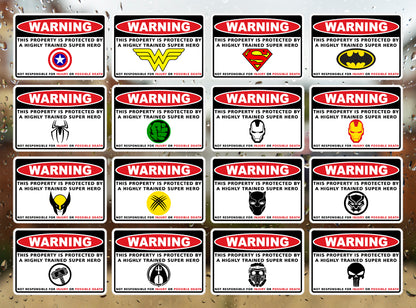 Warning Protected by Security Super Hero Decal Sticker Thick Rigid Vinyl Decal image 4