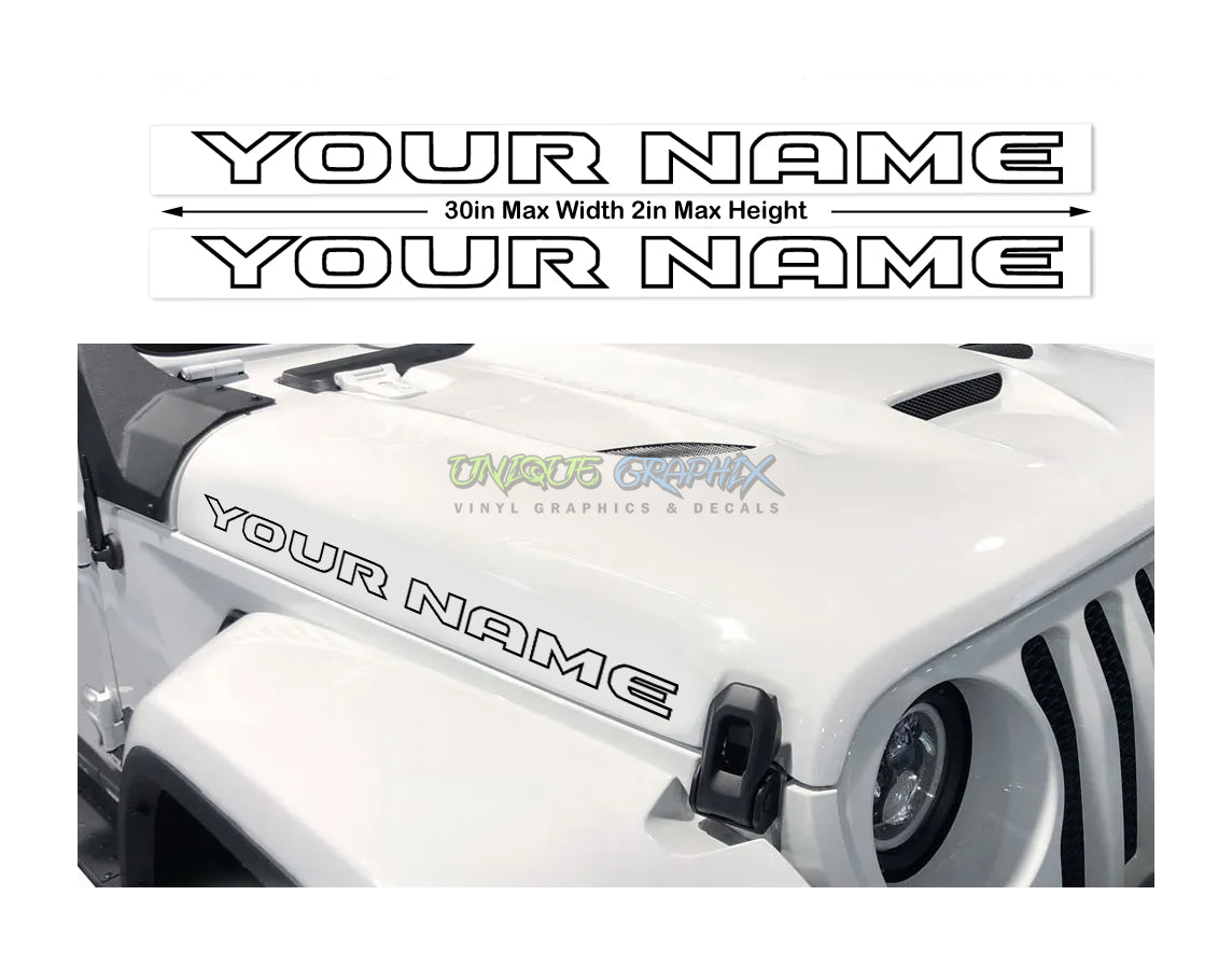 Custom Jeep Hood Decals JL Style Outlined 1 Pair 30in Compatible with all Jeep image 0
