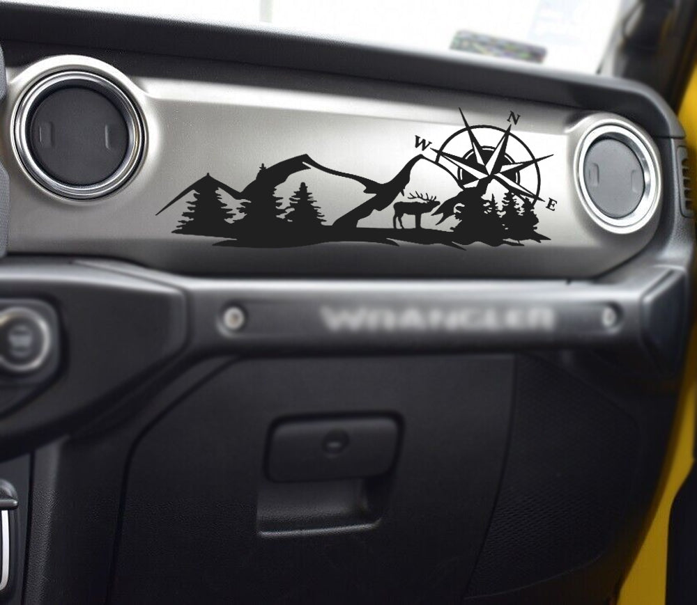 Dash Decal Mountain Scene with Compass fits any Gladiator or Wrangler Model image 0
