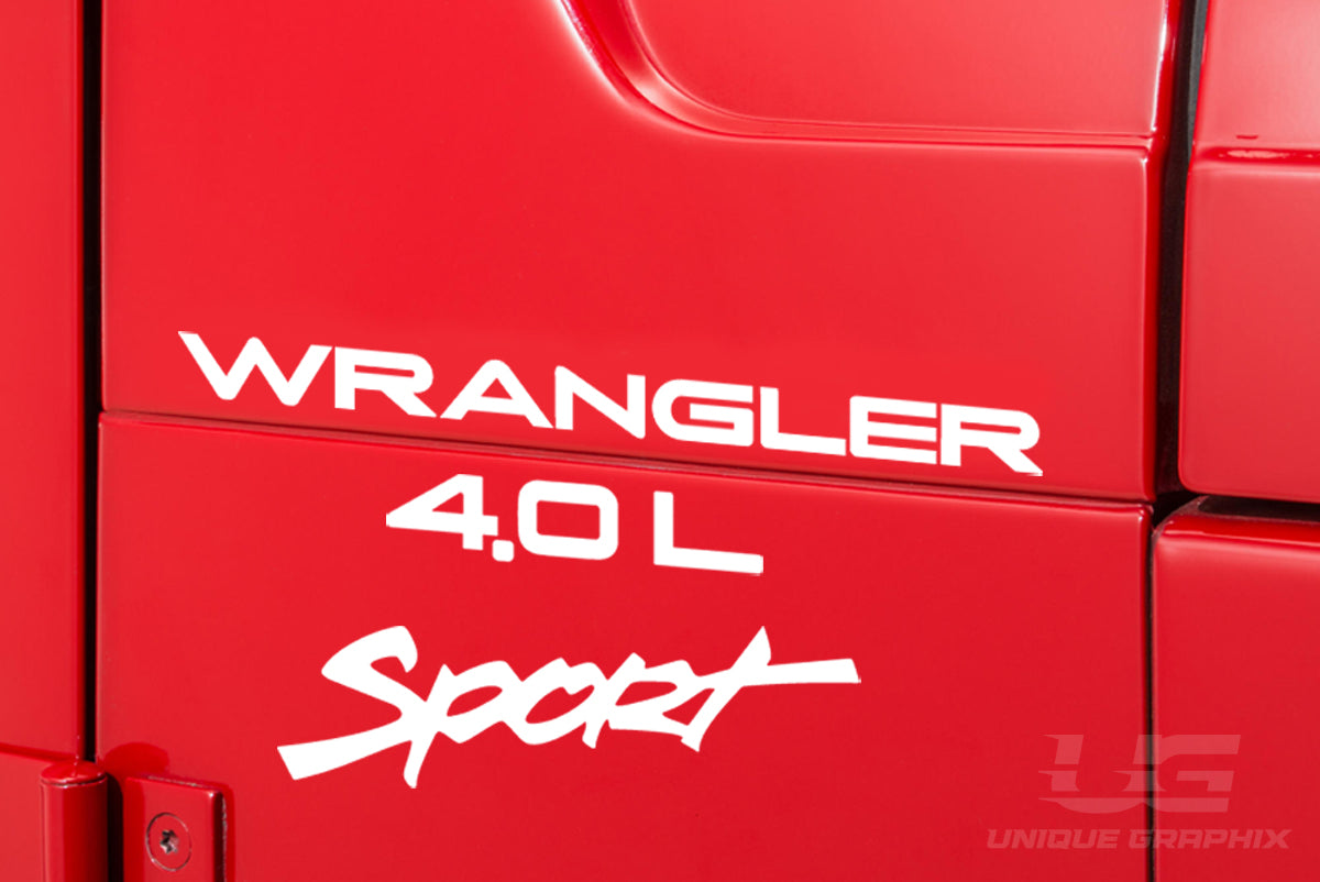 Wrangler Sport 4.0L Fender Decal Set 1 Pair For Jeep Wrangler TJ 2003-2006 image 0