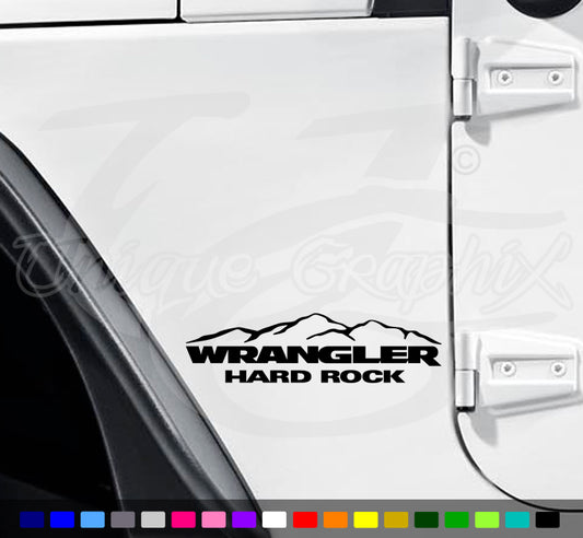 Jeep Wrangler Hard Rock Custom Vinyl Fender Decals 1 Pair image 0
