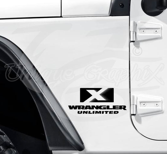 X Fender Decals 2 color with 1 pair Compatible with 2007-2018 Jeep Wrangler JK
