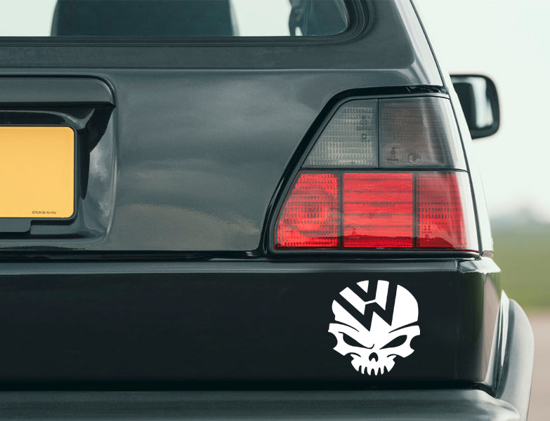Vw Skull vinyl decal for Vdub Enthusiasts compatible with volkswagen gti golf bug bus beetle