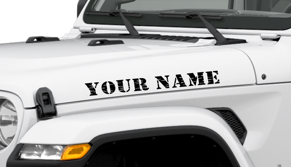 Custom Distressed Military Stencil Style Hood Decals 1 pair 22in Compatible with Jeep Wrangler