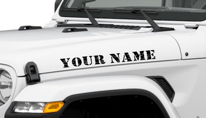 Custom Distressed Military Stencil Style Hood Decals 1 pair 22in Compatible with Jeep Wrangler